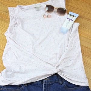 LOFT Speckled Knot Hem Tank